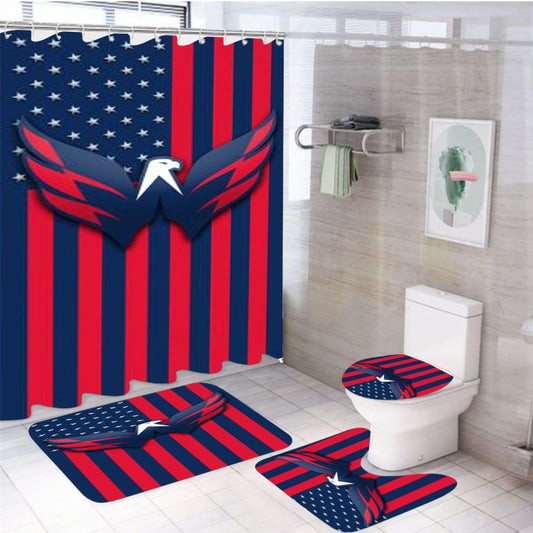 Washington Capitals Hockey 4Pcs Bathroom Set Shower Curtain
