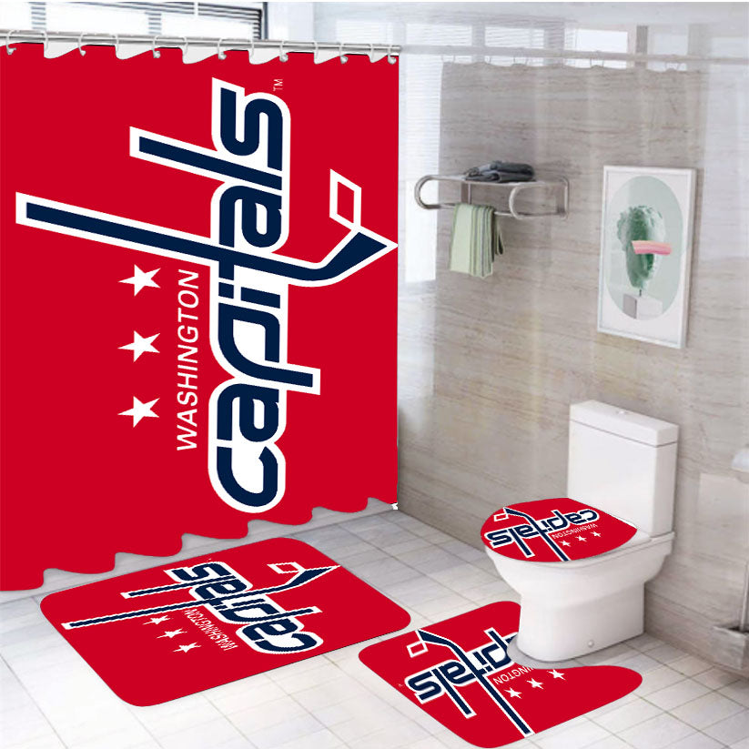 Washington Capitals Hockey Logo 4Pcs Bathroom Set Shower Curtain