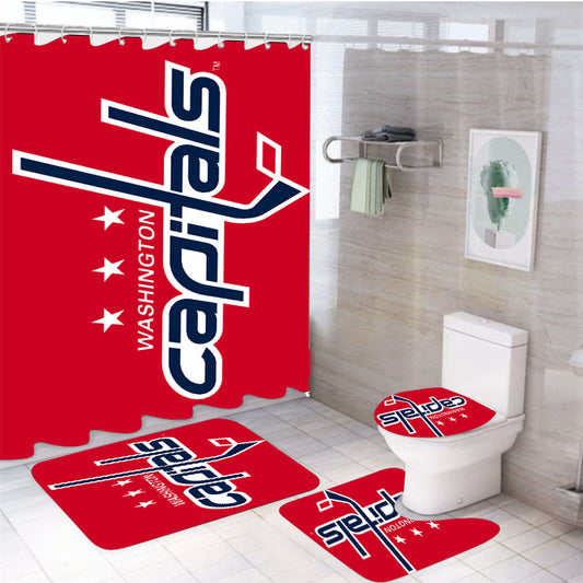Washington Capitals Hockey Logo 4Pcs Bathroom Set Shower Curtain