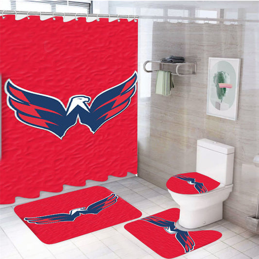 Washington Capitals Hockey Tim Logo 4Pcs Bathroom Set Shower Curtain