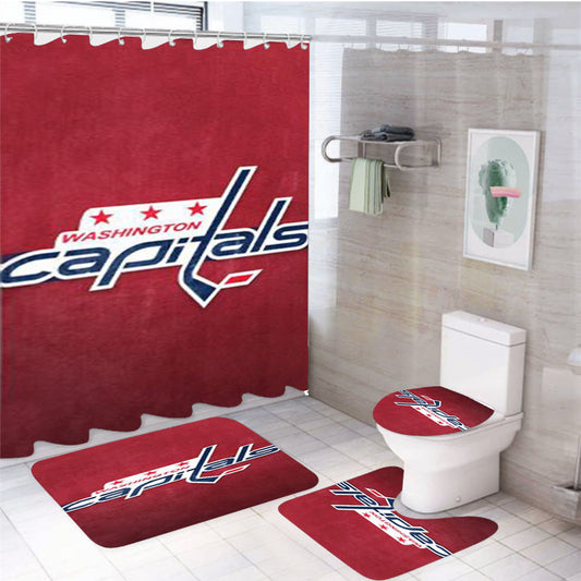 Washington Capitals Ice Red 4Pcs Bathroom Set Shower Curtain