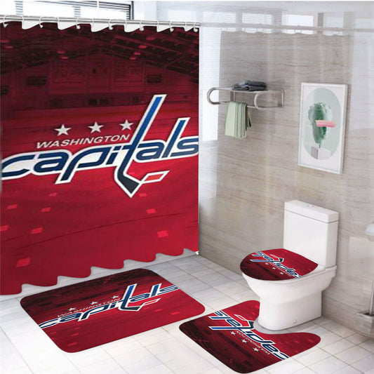 Washington Capitals Star Logo 4Pcs Bathroom Set Shower Curtain