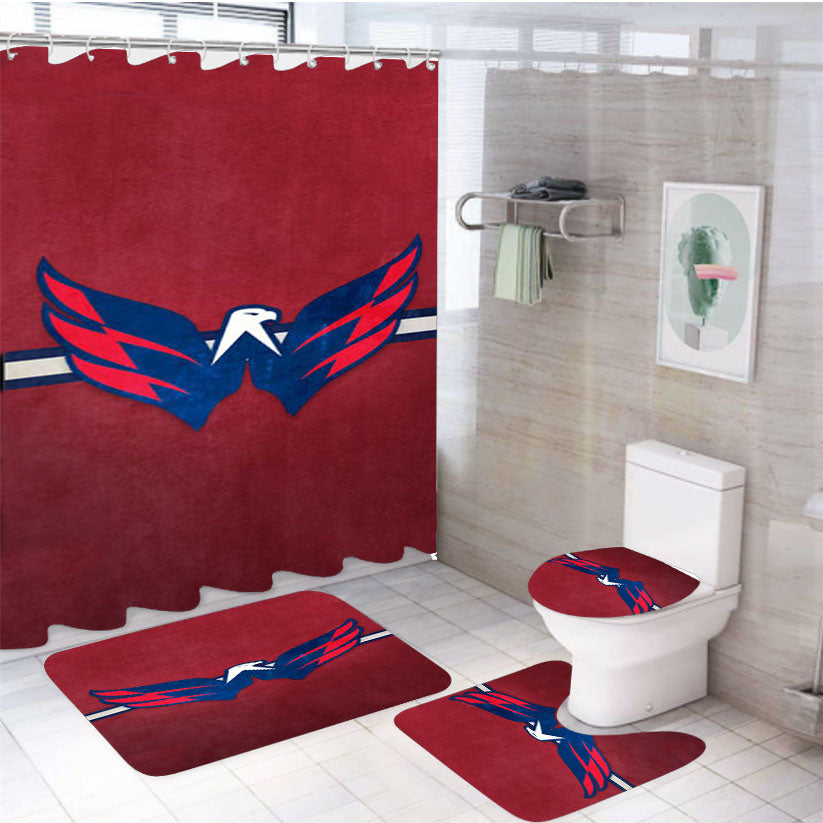 Washington Capitals Stripe 4Pcs Bathroom Set Shower Curtain