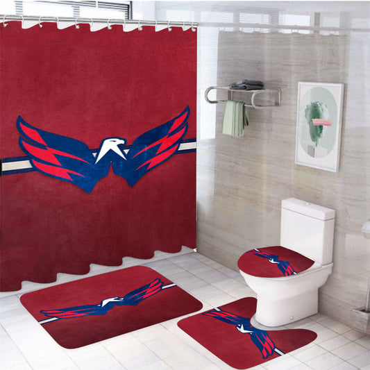 Washington Capitals Stripe 4Pcs Bathroom Set Shower Curtain