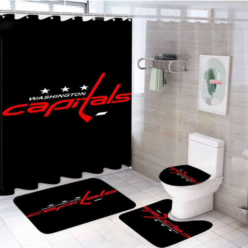 Washington Capitals Text 4Pcs Bathroom Set Shower Curtain