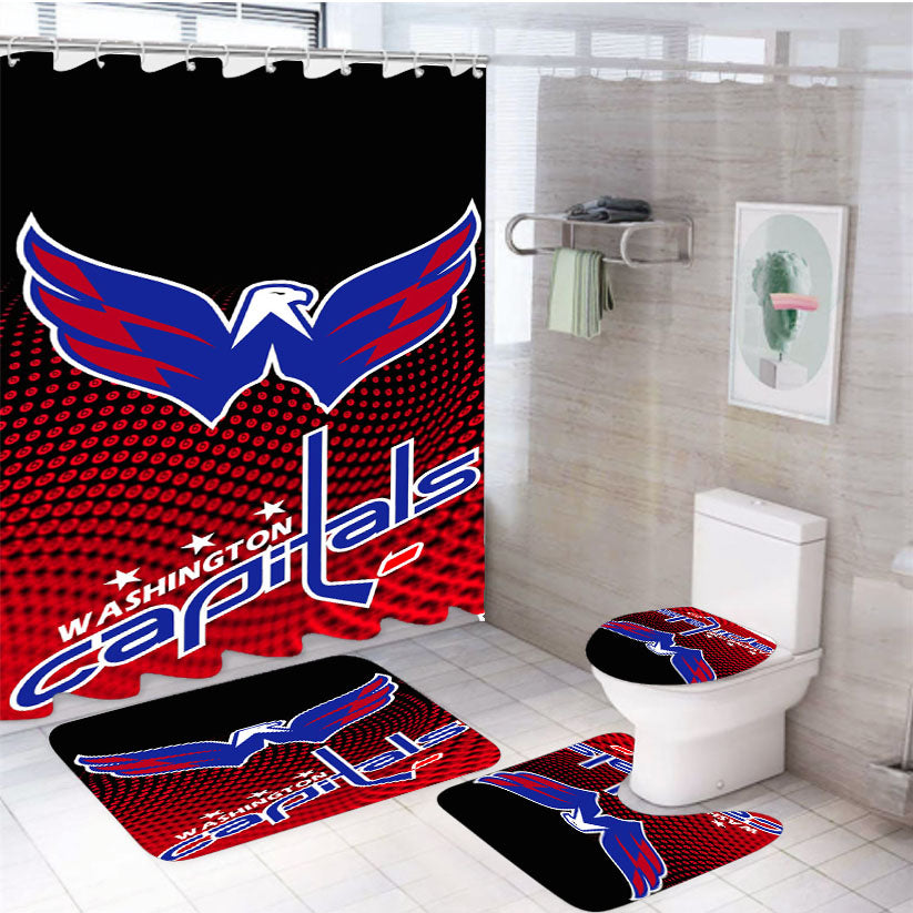 Washington Capitals Wallpaper 4Pcs Bathroom Set Shower Curtain