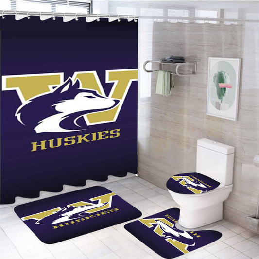 Washington Huskies Logo 4Pcs Bathroom Set Shower Curtain