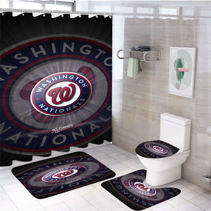 Washington Nationals Mlb 4Pcs Bathroom Set Shower Curtain