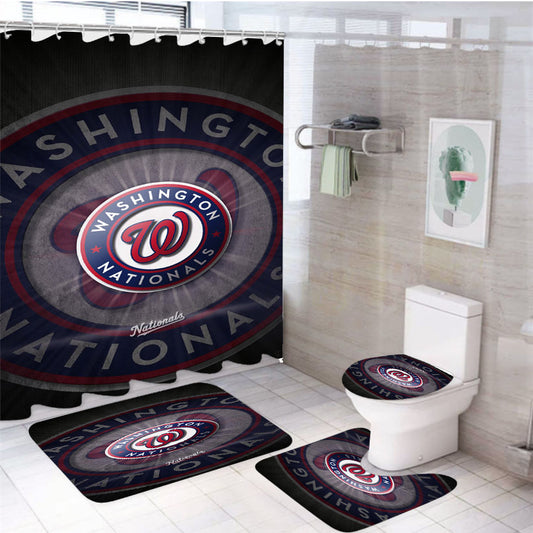 Washington Nationals Mlb 4Pcs Bathroom Set Shower Curtain