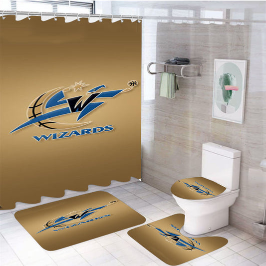 Washington Wizards Brown 4Pcs Bathroom Set Shower Curtain
