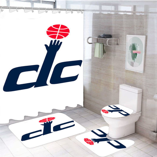 Washington Wizards Dc White 4Pcs Bathroom Set Shower Curtain