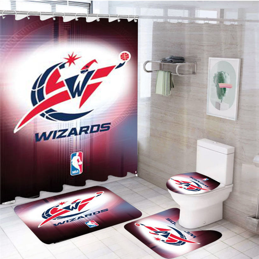 Washington Wizards Emblem 4Pcs Bathroom Set Shower Curtain