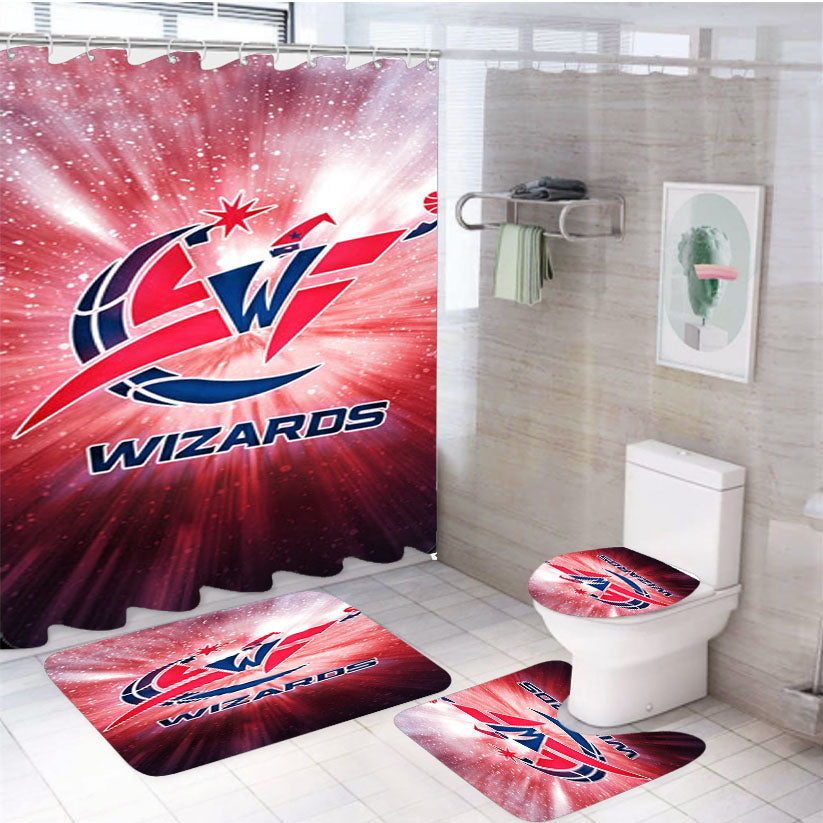Washington Wizards Logo 4Pcs Bathroom Set Shower Curtain