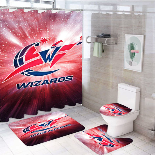 Washington Wizards Logo 4Pcs Bathroom Set Shower Curtain