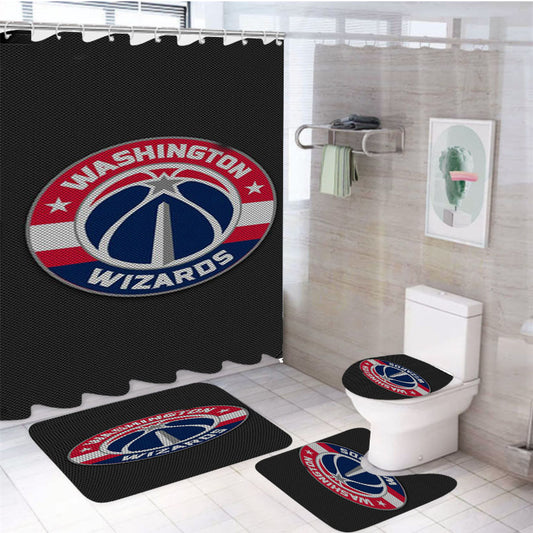 Washington Wizards Logos 4Pcs Bathroom Set Shower Curtain
