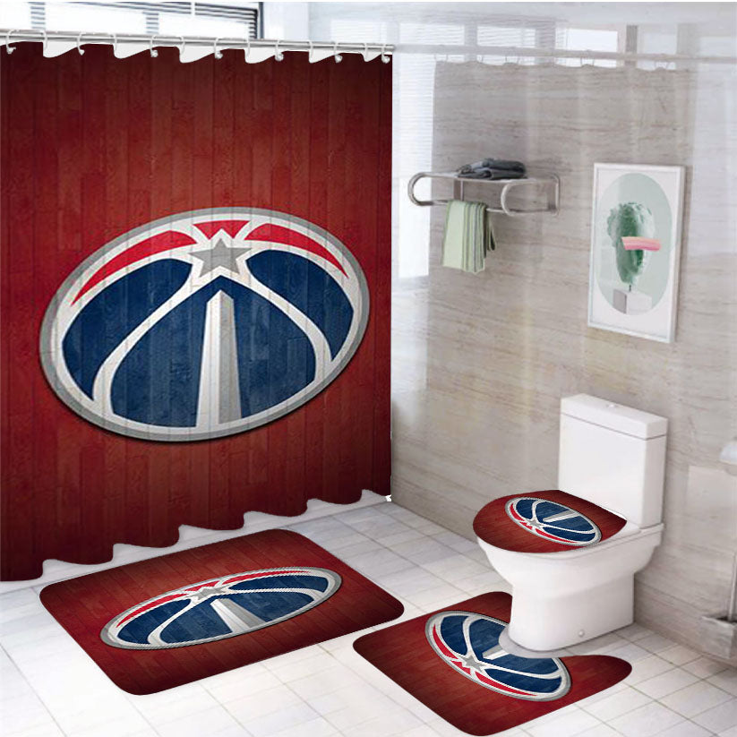 Washington Wizards Red Emblem 4Pcs Bathroom Set Shower Curtain