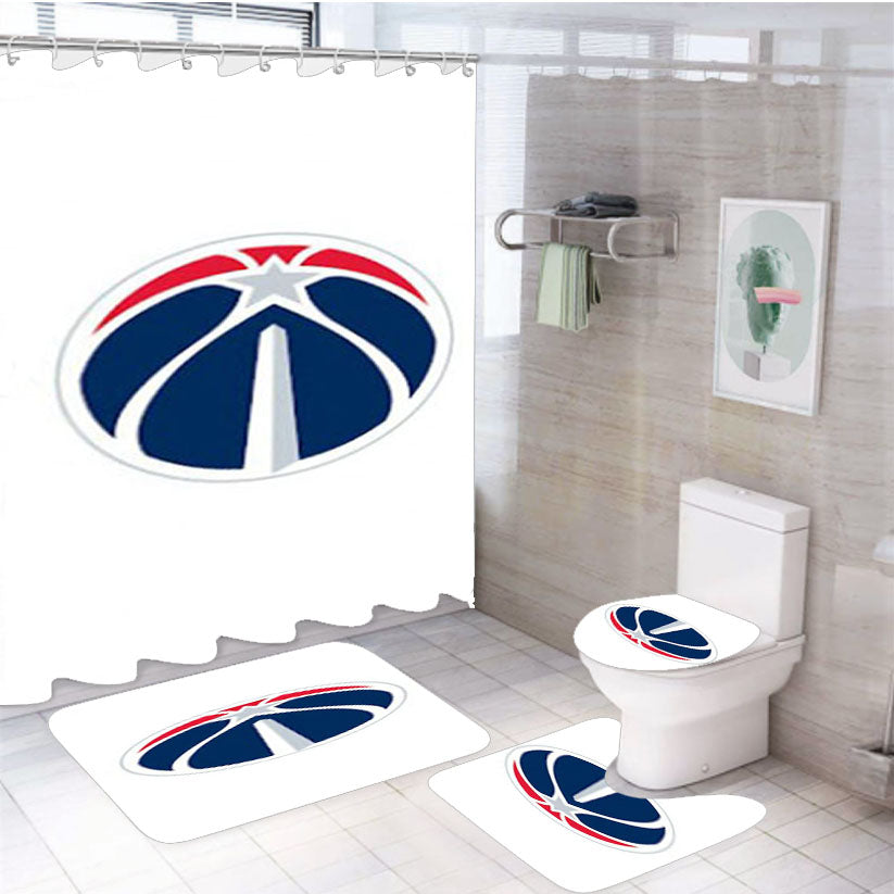 Washington Wizards Symbol White 4Pcs Bathroom Set Shower Curtain