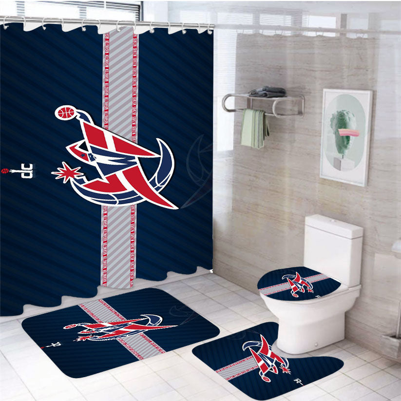 Washington Wizards Wallpaper 4Pcs Bathroom Set Shower Curtain