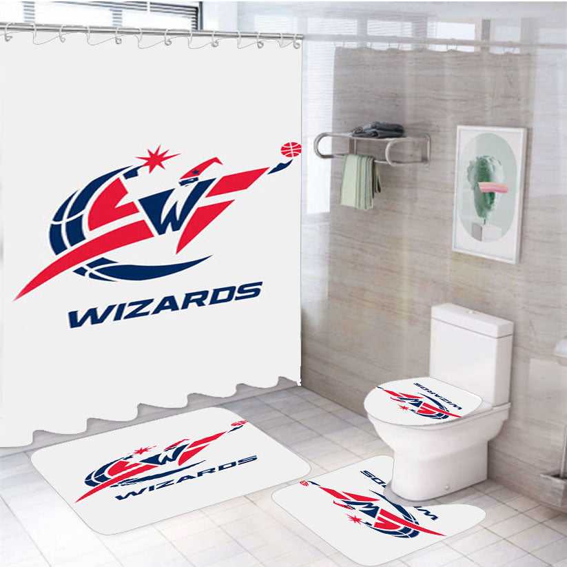 Washington Wizards White 4Pcs Bathroom Set Shower Curtain