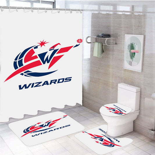 Washington Wizards White 4Pcs Bathroom Set Shower Curtain