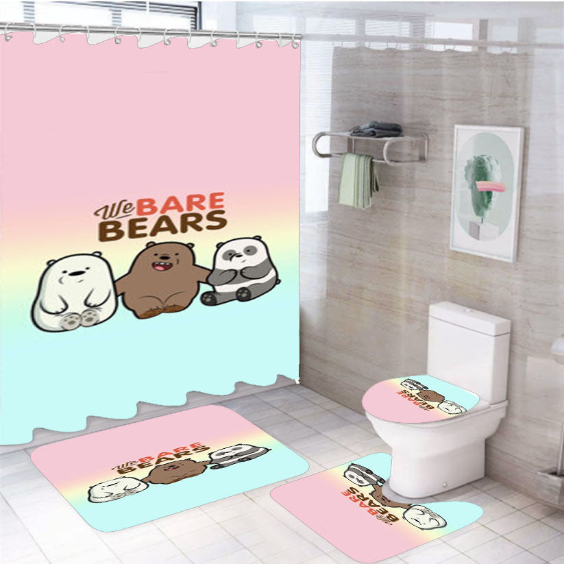 We Bare Bears 4Pcs Bathroom Set Shower Curtain