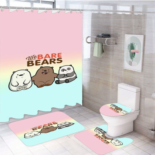 We Bare Bears 4Pcs Bathroom Set Shower Curtain