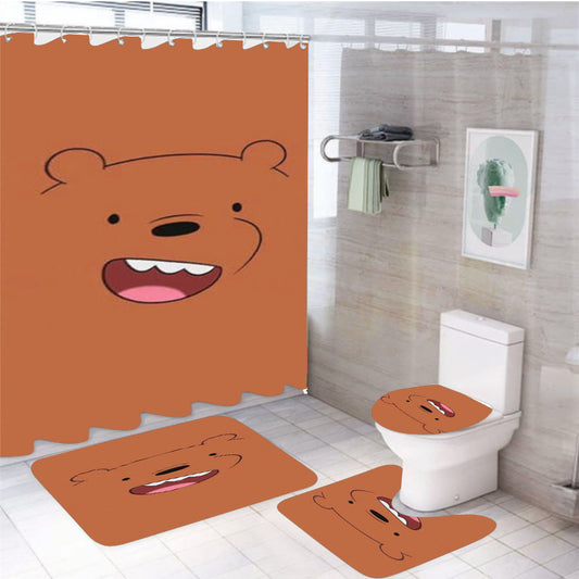 We Bare Bears Face 4Pcs Bathroom Set Shower Curtain