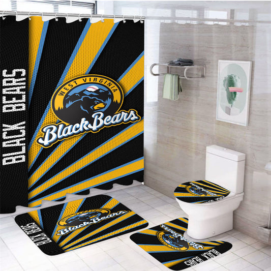 West Virginia Black Bears Stripe Wallpaper 4Pcs Bathroom Set Shower Curtain