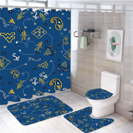 West Virginia Blue Winter Pattern 4Pcs Bathroom Set Shower Curtain