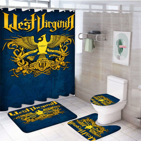 West Virginia Crest Blue Logo 4Pcs Bathroom Set Shower Curtain