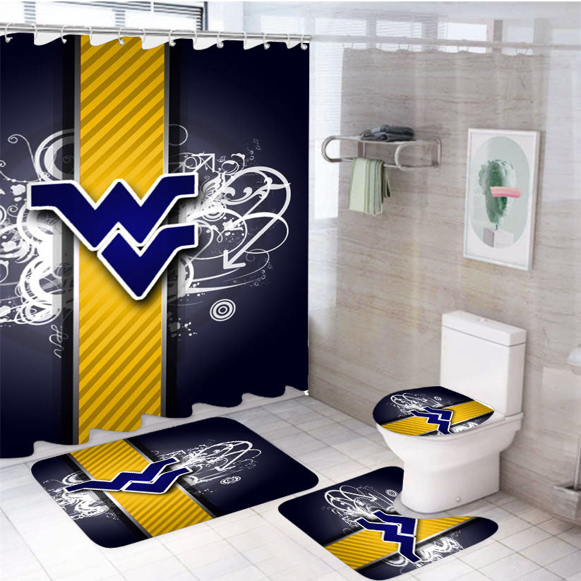 West Virginia Logo Wallpaper 4Pcs Bathroom Set Shower Curtain