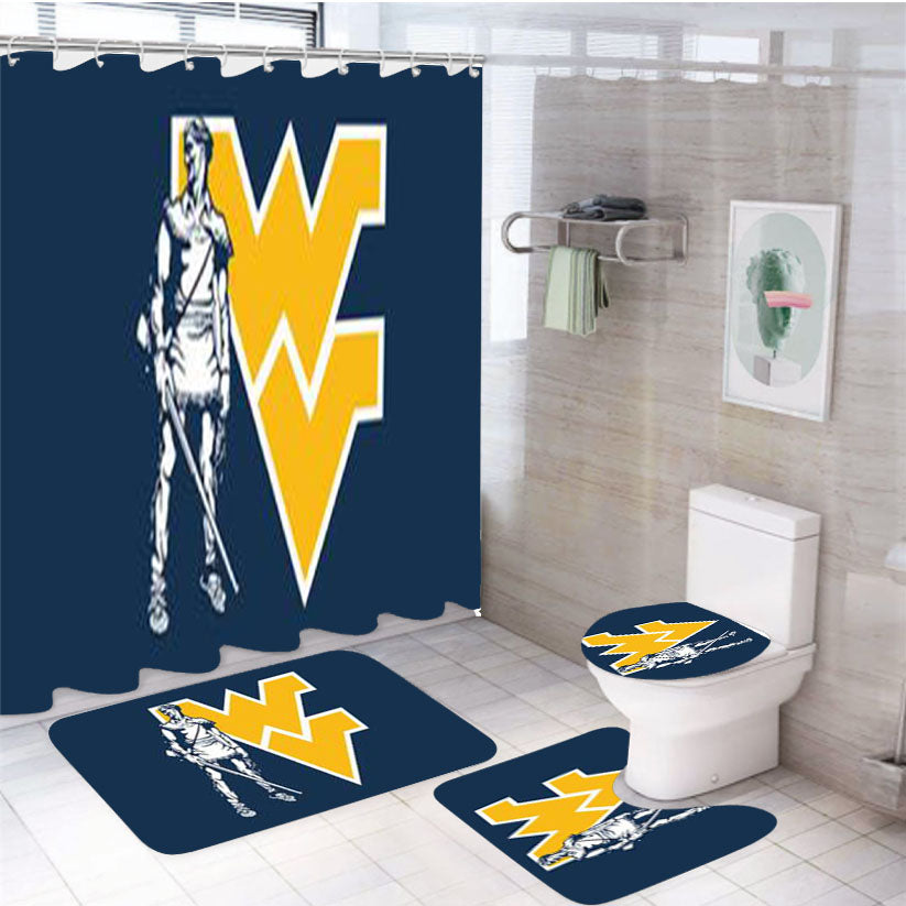 West Virginia Mountaineers 4Pcs Bathroom Set Shower Curtain