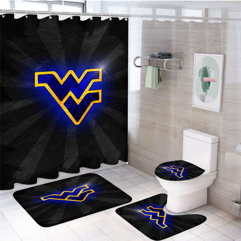 West Virginia Mountaineers Football Logo 4Pcs Bathroom Set Shower Curtain