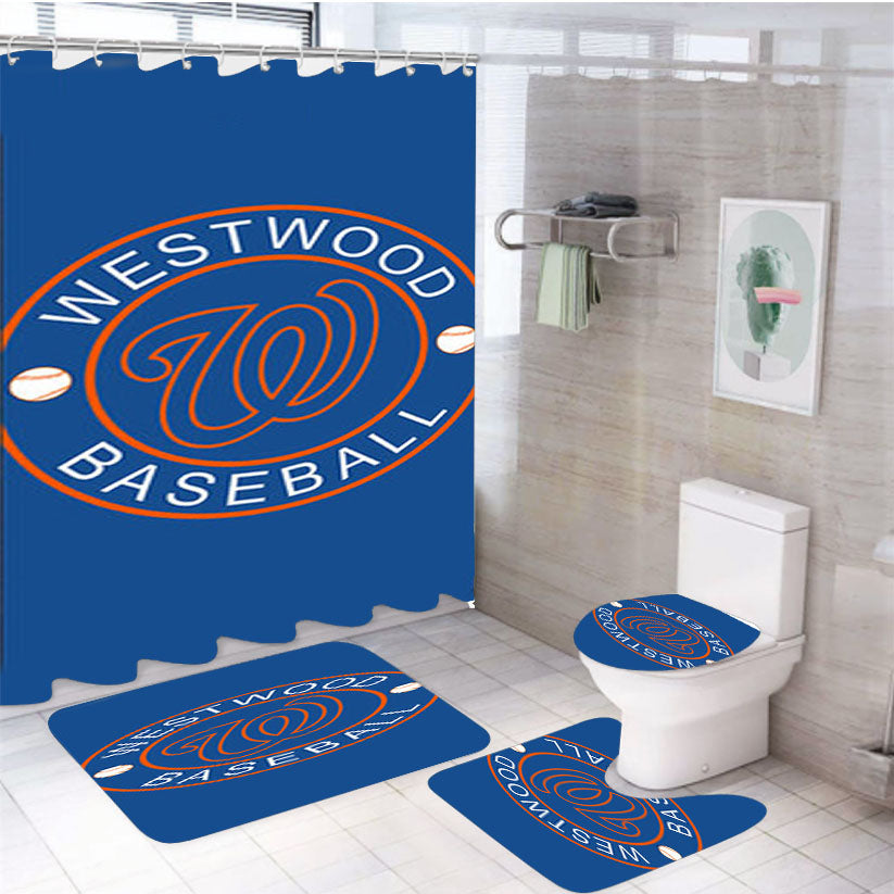Westwood Baseball Logo Blue 4Pcs Bathroom Set Shower Curtain
