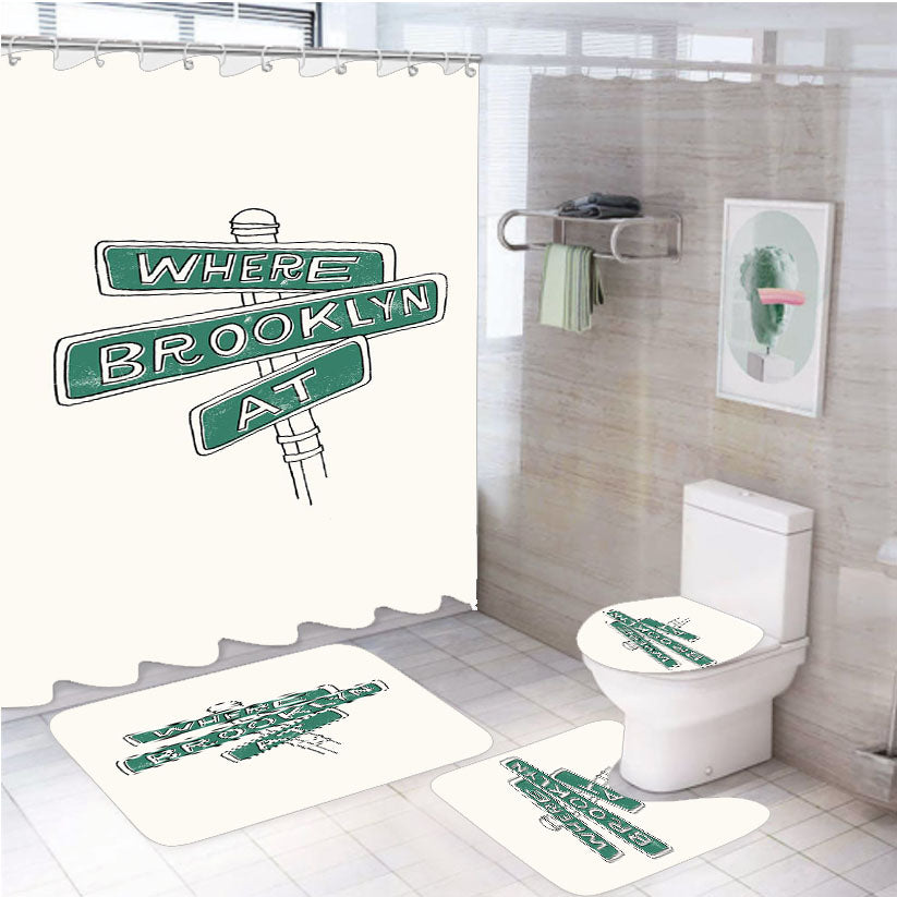 Where Brooklyn At 4Pcs Bathroom Set Shower Curtain