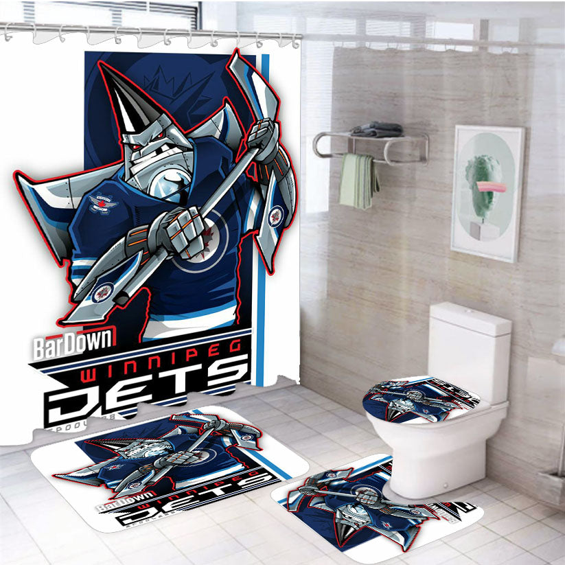 Winipeg Jets Hockey 4Pcs Bathroom Set Shower Curtain