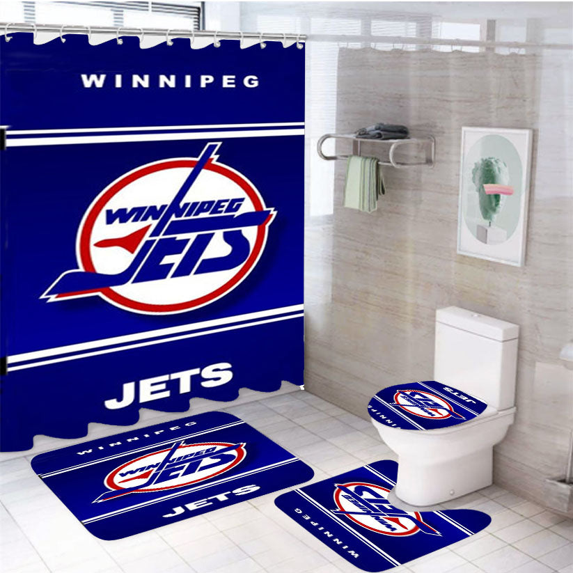 Winnipeg Jets 4Pcs Bathroom Set Shower Curtain