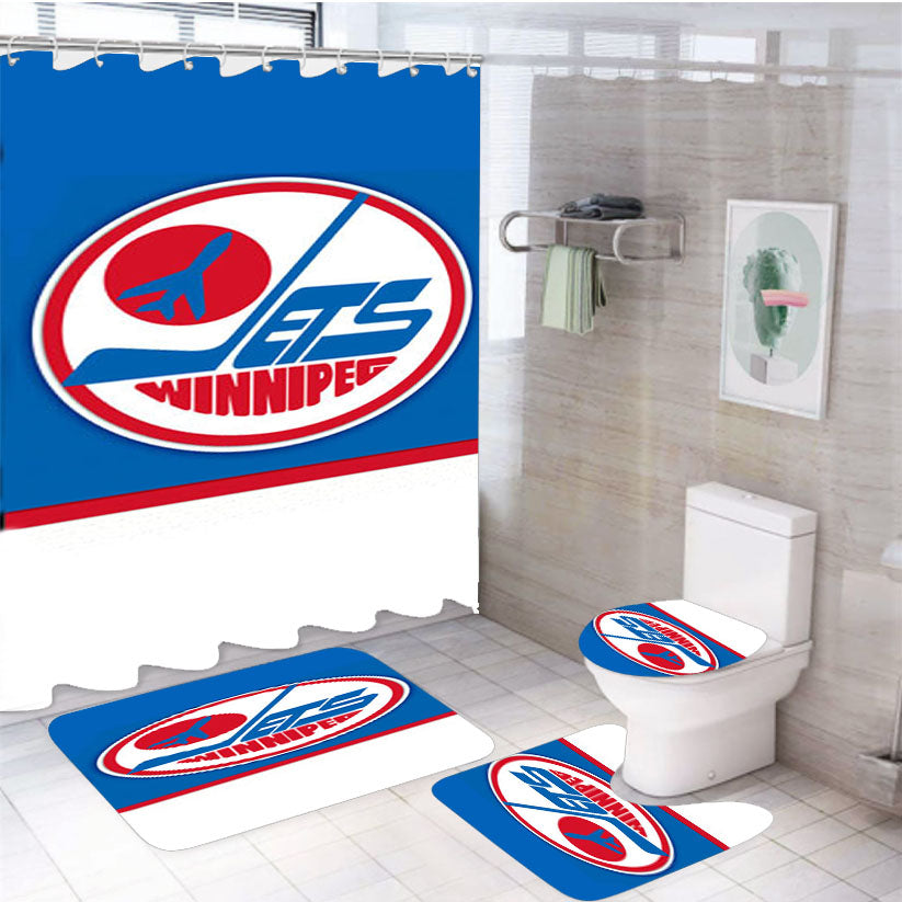 Winnipeg Jets Emblem 4Pcs Bathroom Set Shower Curtain