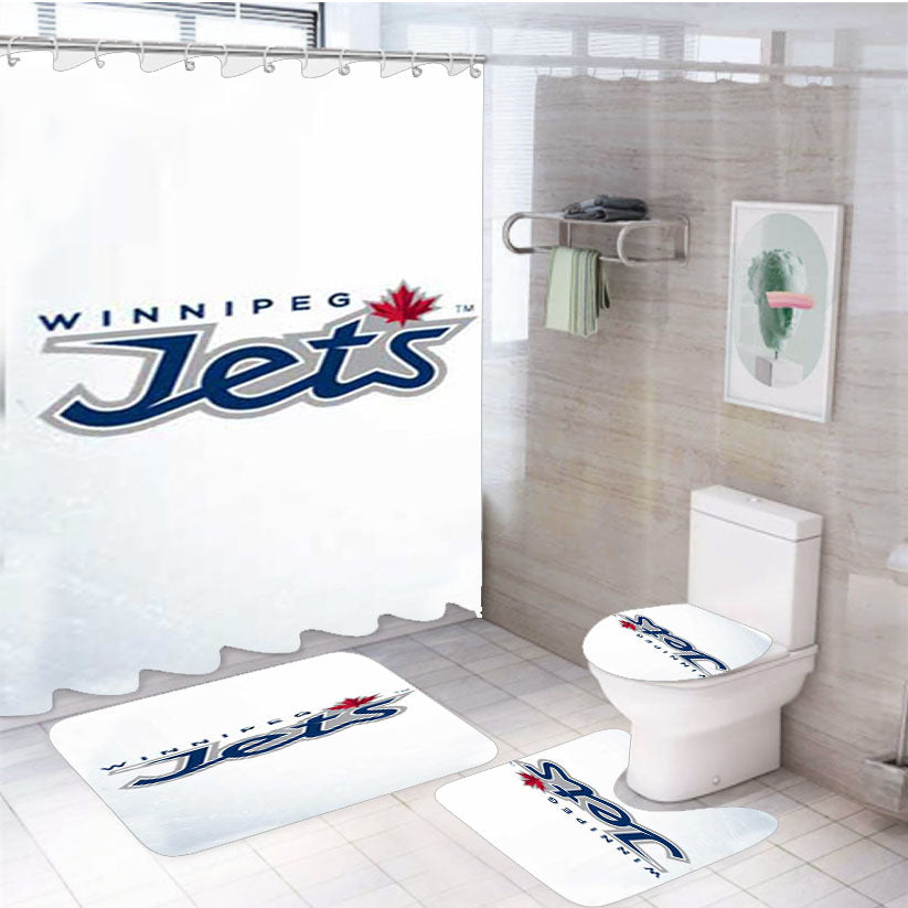Winnipeg Jets Hockey 4Pcs Bathroom Set Shower Curtain