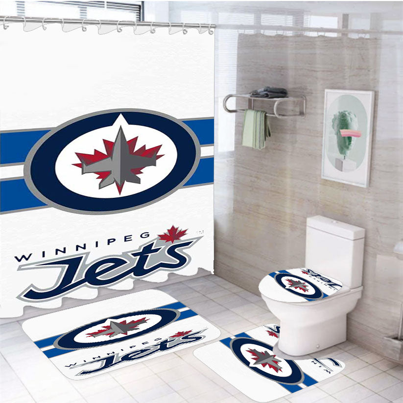 Winnipeg Jets Logo 2 4Pcs Bathroom Set Shower Curtain