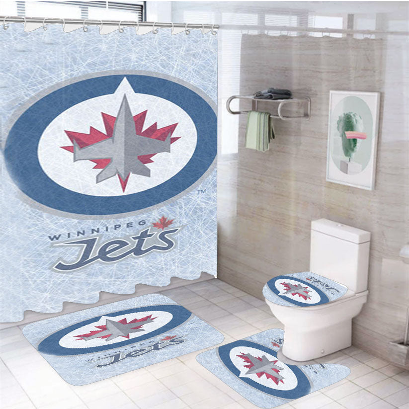 Winnipeg Jets Nhl 4Pcs Bathroom Set Shower Curtain