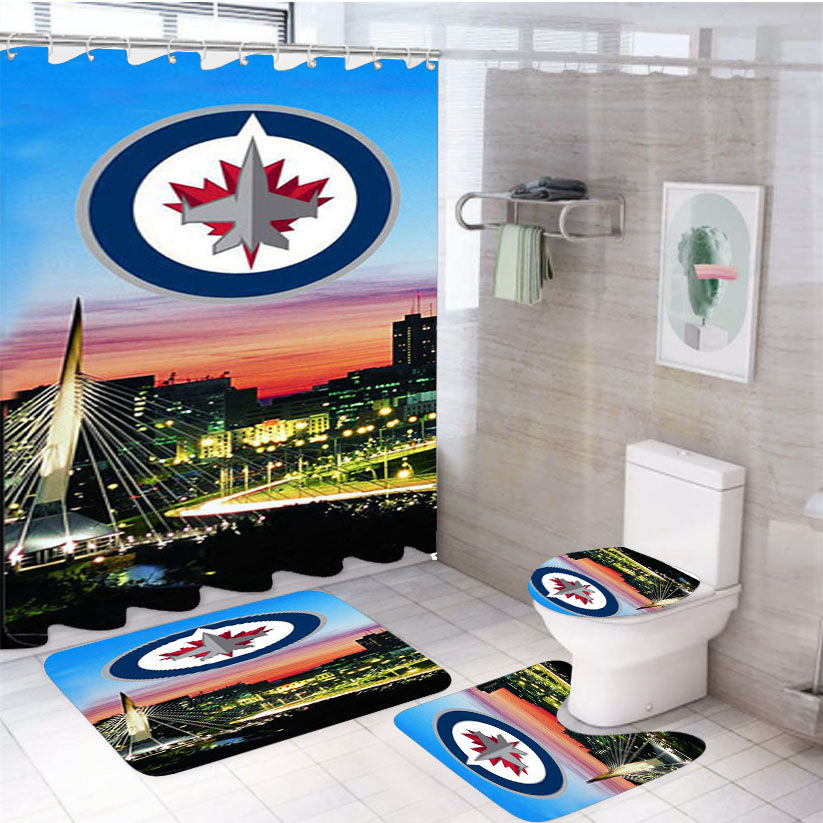 Winnipeg Jets Skyline 4Pcs Bathroom Set Shower Curtain