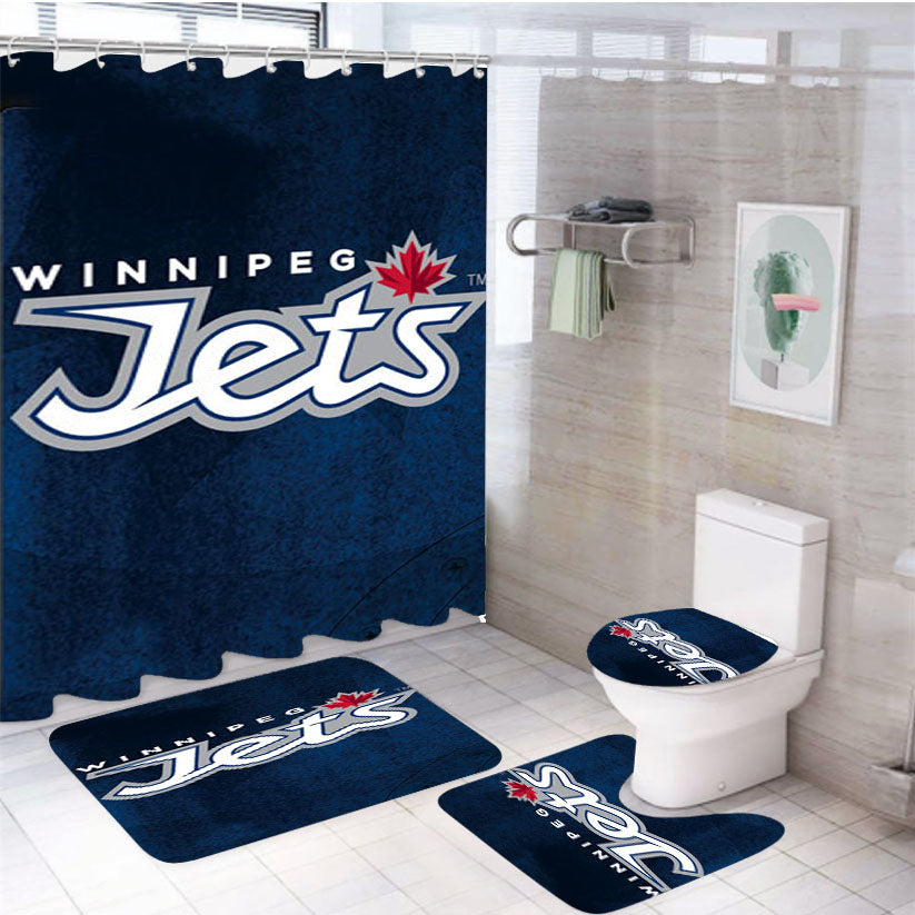 Winnipeg Jets Symbol 4Pcs Bathroom Set Shower Curtain