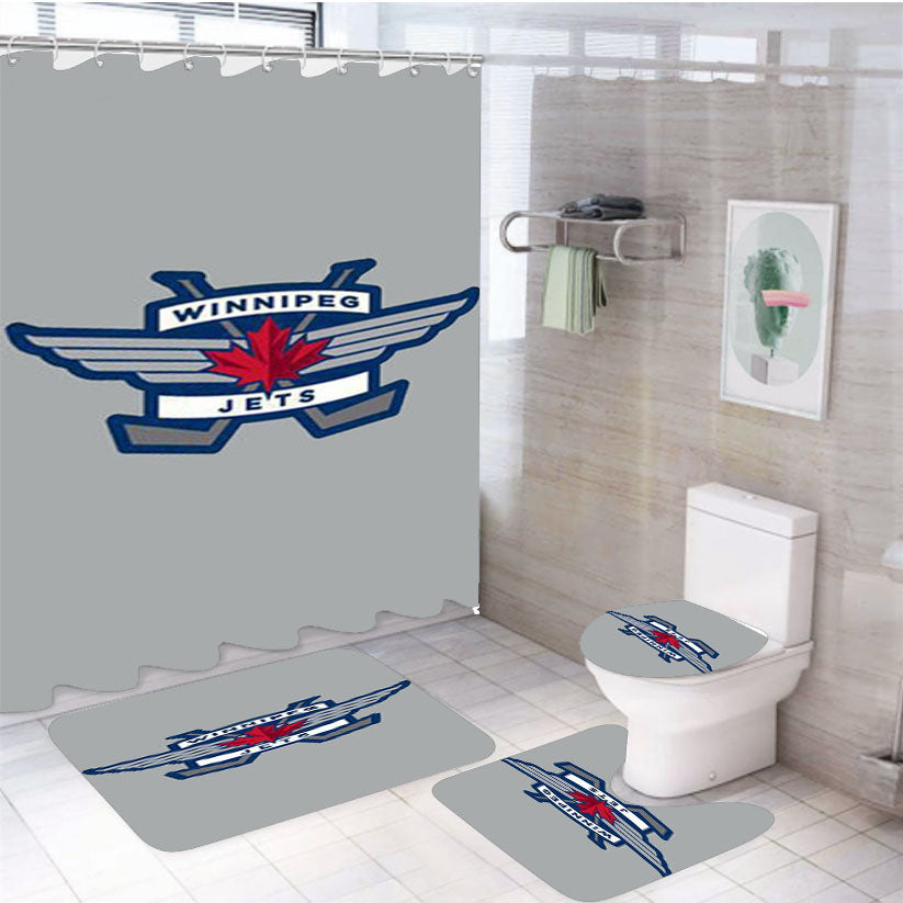 Winnipeg Jets Wings 4Pcs Bathroom Set Shower Curtain