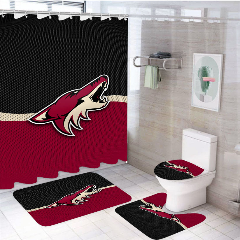 Wolf Arizona Coyotes Nhl Logo 4Pcs Bathroom Set Shower Curtain