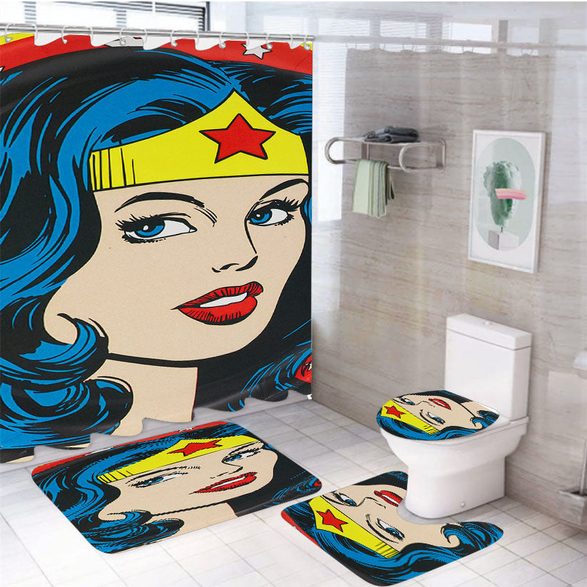 Wonder Woman Vintage Art 4Pcs Bathroom Set Shower Curtain