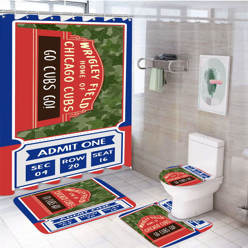 Wrigley Field Home Of Chicago Cubs 4Pcs Bathroom Set Shower Curtain