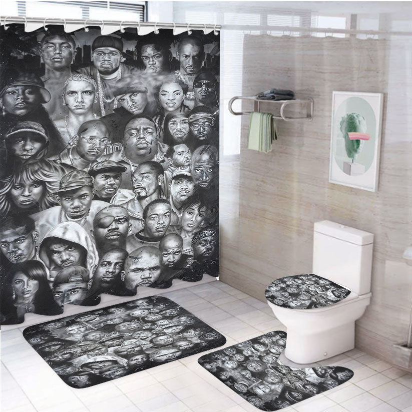 Wu Tang Clan Big Legends Of Rap 4Pcs Bathroom Set Shower Curtain