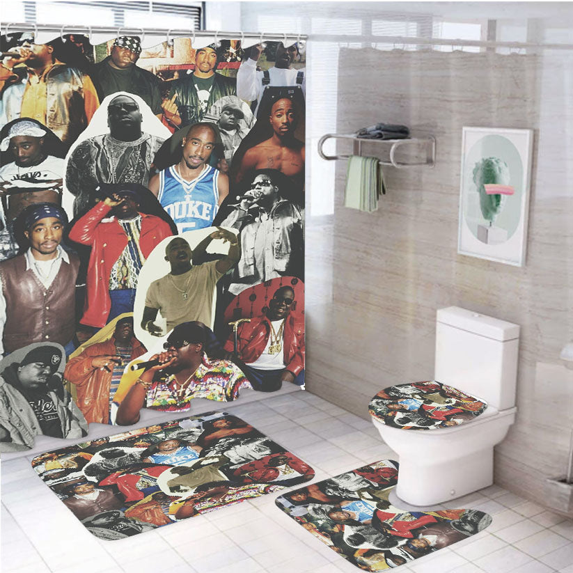 Wu Tang Clan Rap Hip Hop Music Collages 4Pcs Bathroom Set Shower Curtain