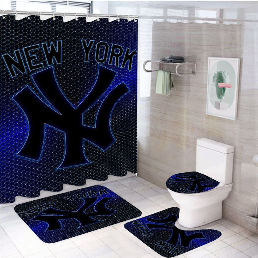 Yankees Newyork Glowing 4Pcs Bathroom Set Shower Curtain